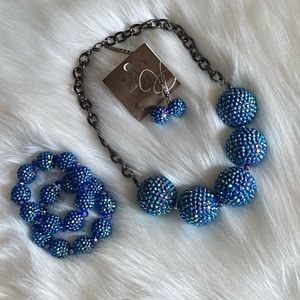 Rhinestone Crystal Statement Necklace Bracelet